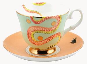 Šálka na čaj's podšálkou z jemného kostného porcelánu Snakey