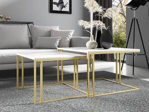 NovýNábytok.sk Set 2 konferenčných stolíkov Froyd Gold (zlatá + mramor biely) . Vlastná spoľahlivá doprava až k Vám domov. 1105863