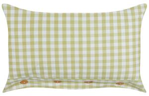 Dekoratívny vankúš olivovozelený a biely kockovaný vzor 40 x 60 cm gombíky moderný bytový doplnok spálňa obývačka