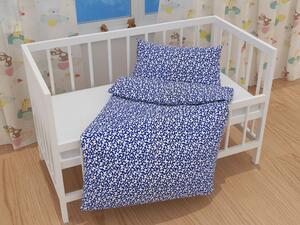 Biante Detské bavlnené posteľné obliečky do postieľky Sandra SA-376 Biele motýliky na modrom Do postieľky 90x130 a 40x60 cm