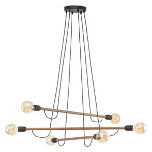 TK Lighting 4950 - Drevený luster Helix wood 6xE27, orech/čierna