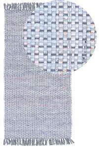 Koberec sivý bavlnený 80 x 150 cm so strapcami obdĺžnikový ručne vyrobený boho eklektický