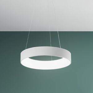 LED závesné svietidlo Noah, biele, Ø 60 cm, kov,, Biela / opálová, Obývacia izba / jedáleň, Hliník, Moderný, Závesné svietidlo