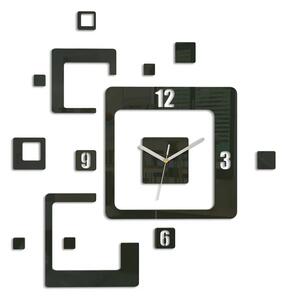 ModernClock 3D nalepovacie hodiny Trio Quadrat čierne