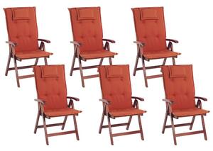 Set 6 ks. záhradných stoličiek Tratoria (tmavočervená) (s vankúšmi). Vlastná spoľahlivá doprava až k Vám domov. 1035737