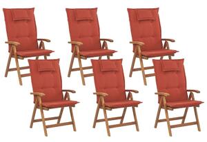 Set 6 ks. záhradných stoličiek Jakarta (tmavočervená) (s vankúšmi). Vlastná spoľahlivá doprava až k Vám domov. 1035733