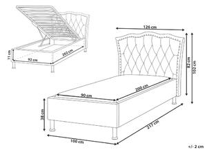 Jednolôžková posteľ 200 x 90 cm Metty (sivá) (s roštom) (s úl. priestorom). Vlastná spoľahlivá doprava až k Vám domov. 1081384
