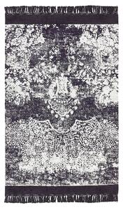 Koberec fialová a biela viskóza a bavlna 140 x 200 cm so vzorom a strapcami vintage dizajn