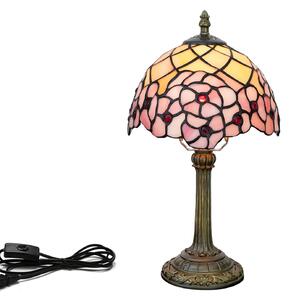 Tiffany stolná lampa Pink Garden 108 Huizhou Oufu Lighting v.36xš.20, sklo/kov,40W