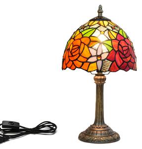Tiffany stolná lampa Color Rose 107 Huizhou Oufu Lighting v.36xš.20, sklo/kov,40W