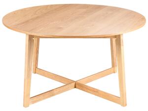 Jedálenský stôl svetlý dub MDF kaučukové drevo ø 120 cm okrúhly retro dizajn obývacia izba jedáleň