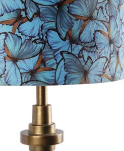 Stolová lampa bronzový zamatový odtieň motýlikové prevedenie 40 cm - Diverso