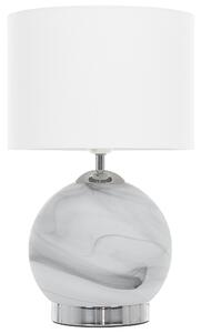 Stolná lampa biela mramorový efekt železo sklo polyester 40 cm látkové tienidlo okrúhly podstavec nočná lampa moderný štýl obývačka spálňa