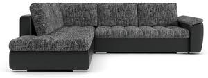 Rozkladacia rohová sedacia súprava VEGAS 245/190 Tmavo sivá/čierna eko-koža Ľavá
