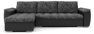 Rozkladacia rohová sedacia súprava VEGAS 250/160 Tmavo sivá/čierna eko-koža Ľavá