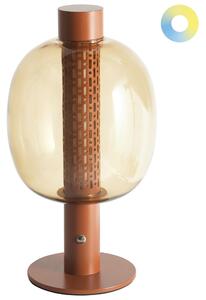 Stolná LED lampa hnedá bezdrôtová hliníková sklenené tienidlo moderné osvetlenie do interiéru