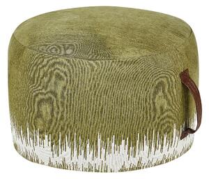 Taburetka zelená a biela bavlnená 50 x 30 cm ručne vyrobený dekoratívny puf boho moderný štýl obývacia izba spálňa
