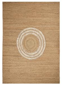Koberec béžový jutový 160 x 230 cm pletený ručne vyrobený s vyrezávaným vzorom prírodný boho štýl textil