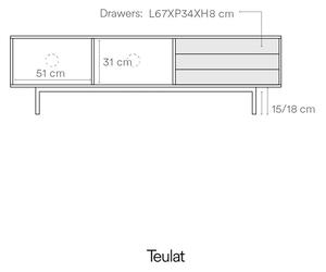 Sivý TV stolík v dekore duba 180x52 cm Sierra - Teulat