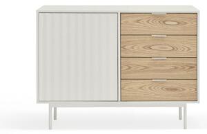 Nízka komoda v dekore duba v bielo-prírodnej farbe 108x80 cm Sierra – Teulat