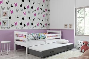 Detská posteľ s výsuvnou posteľou ERYK 200x90 cm Sivá Biela