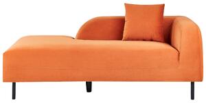Leňoška oranžová zamatová 2-miestna pravostranná retro minimalistický štýl obývacia izba