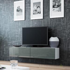 Moderný TV stolík Igore 140, bílá/šedý lesk