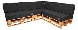 Golden Garden Paletové sedenie GG01 - Podsedáky a Vankúše 3ks × 120/80/15 + 3ks x 120cm/40cm 20/10cm + 1ks 60/40/ x 20/10 - čier