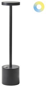 Stolná lampa čierna železo hliník s dotykovým vypínačom nabíjanie cez USB kábel bezdrôtová moderný štýl interiér exteriér