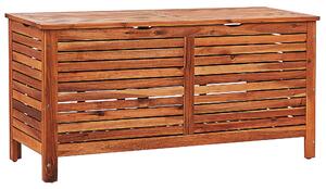 Úložný box tmavé akáciové drevo 130 x 64 x 48 cm olejovaná povrchová úprava s vekom úložný priestor terasa záhrada balkón