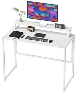 HOMCOM Skladací počítačový stôl s držiakom na monitor, biely