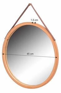 Nástenné zrkadlo Lemi s bambusovým rámom, pr. 45 cm