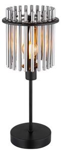 Dizajnová stolná lampička Gorley 1xE14, Ø150, matná čierna/dymové sklo