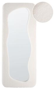 Nástenné zrkadlo závesné krémová biela polyester MDF rám 170 x 70 cm obdĺžnikový tvar moderný štýl doplnky