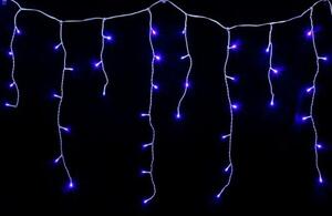 Vnútorný LED vianočný záves - modrý, stále svietiaci, 5m, 105 LED, priehľadný kábel