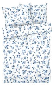 LIVARNO home Posteľná bielizeň zo saténového mikrovlákna, 200 x 220 cm, 70 x 90 cm (kvety/biela/modrá) (100356234)