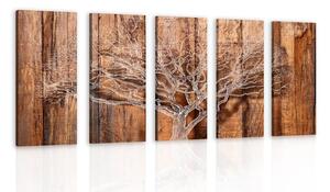 5-dielny obraz strom na drevenom podklade Varianta: 100x50