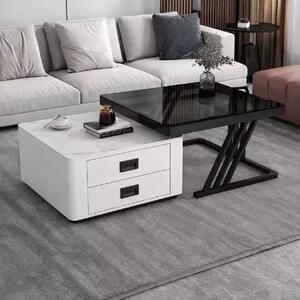 LuxuryForm DESIGN Konferenčný stolík BOLT 70 × 70 / 60 × 60 cm – biely / čierny (set 2 ks)