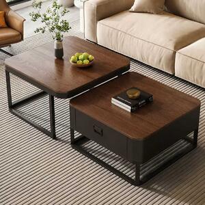 LuxuryForm DESIGN Konferenčný stolík DENVER 70 × 70 / 60 × 60 cm – drevo / drevo (set 2 ks)