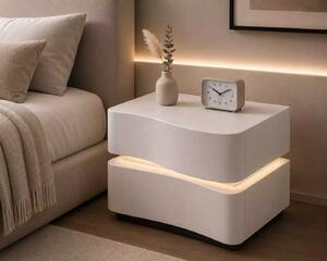 LuxuryForm DESIGN Nočný stolík ALVA s LED osvetlením – biely