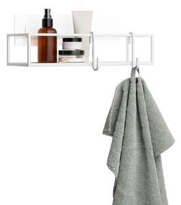 Biela samodržiaca oceľová kúpeľňová polička Cubiko – Umbra