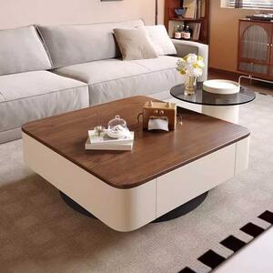 LuxuryForm DESIGN Konferenčný stolík MODENA 80 × 80 cm – hnedý, béžový (set)