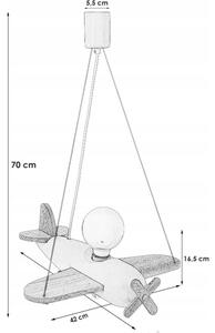 Vulpi Stropná lampa do detskej izby Luxi II Lietadlo drevená/šedá