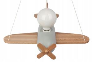Vulpi Stropná lampa do detskej izby Luxi II Lietadlo drevená/šedá