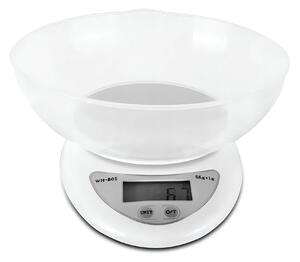 Verk 17123 Digitálna kuchynská váha s miskou 5kg/1g, strieborná