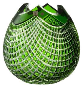 Bohemia Crystal Broušená váza Quadrus 280 mm zelená
