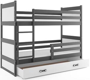 Detská poschodová posteľ RICO | sivá 80 x 160 cm Farba: Biela
