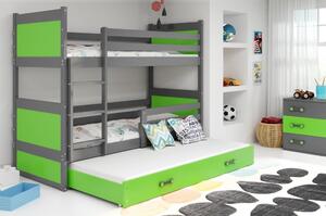 Detská poschodová posteľ s prístelkou RICO 3 | sivá 90 x 200 cm Farba: Ružová