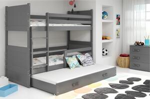 Detská poschodová posteľ s prístelkou RICO 3 | sivá 90 x 200 cm Farba: Sivá