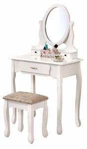 Toaletní stolek s taburetem, bílá / stříbrná, LINET New 0000228273 Tempo Kondela